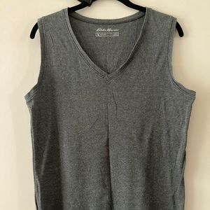 100% Cotton Eddie Bauer Charcoal Gray sleeveless top. Size Large.